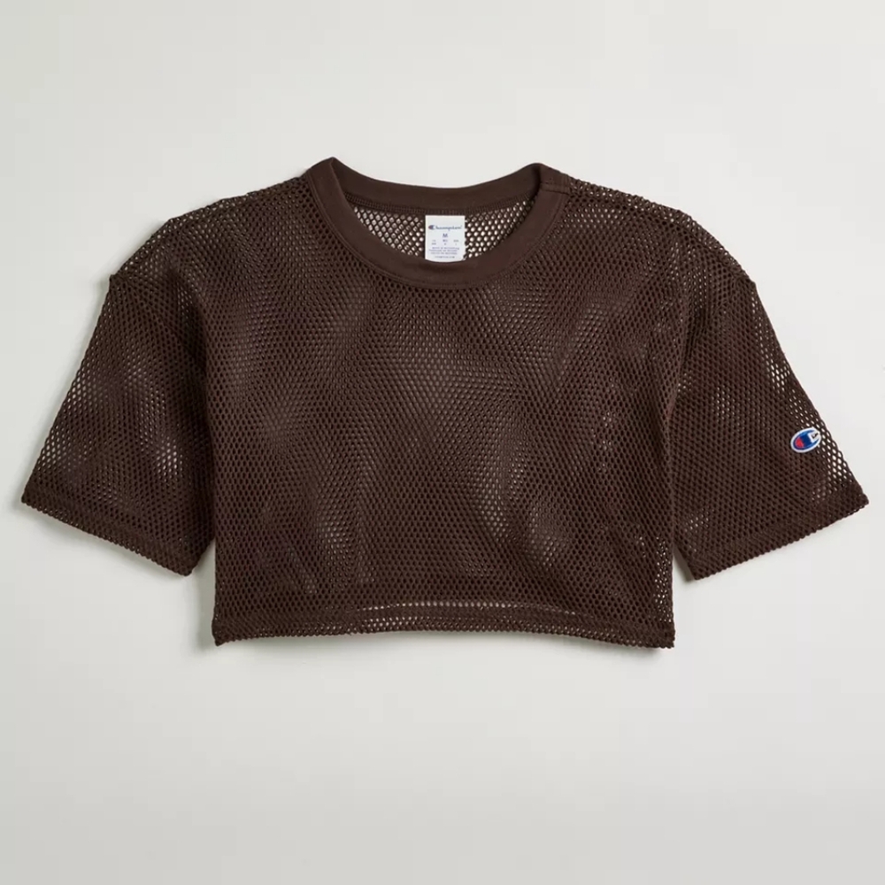 NWT Champion Mesh Cropped Tee in Coffee Size S